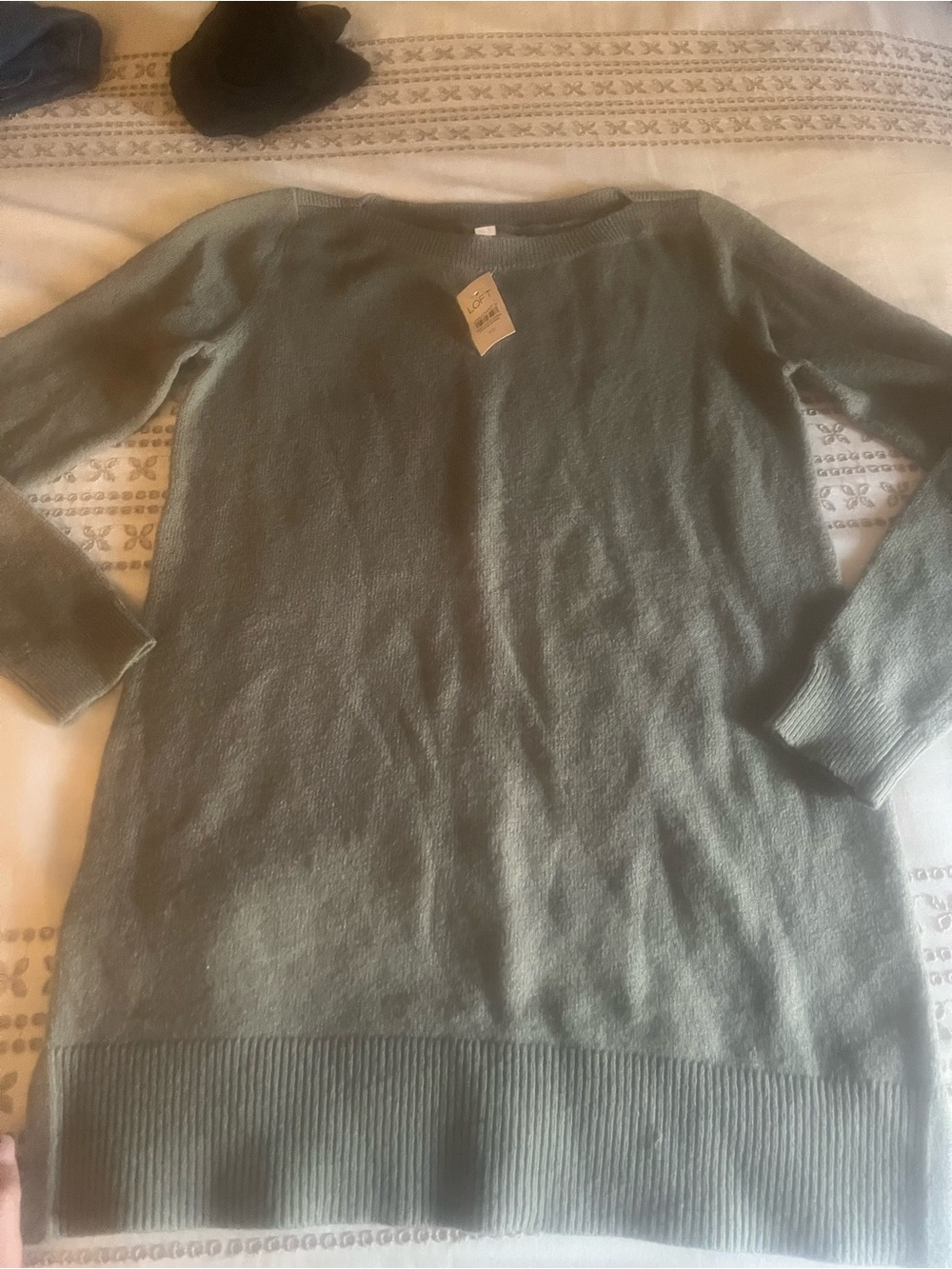 LOFT Olive Green Crewneck Knit Sweater
